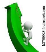 3d, קטן, אנשים, -, חץ, כלפי מעלה