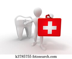 Men with medical case and tooth. Dentist Men with medical case and tooth. Dentist