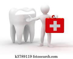 Men with medical case and tooth. Dentist Men with medical case and tooth. Dentist