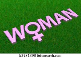 Pink Word Woman On Grass/Gender Symbol