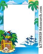 Pirate frame with treasure island Pirate frame with treasure island