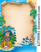 Pirate parchment with monkey Pirate parchment with monkey