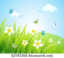 primavera, prado, bonito