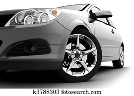 Silver car on a white background Silver car on a white background