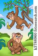 Two cartoon monkeys Two cartoon monkeys