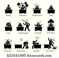 Worker working in a very stressful office workplace.