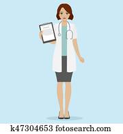 רופא נקבה, עם, סטטוסקופ