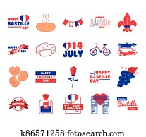 bundle of bastille day icons bundle of bastille day icons