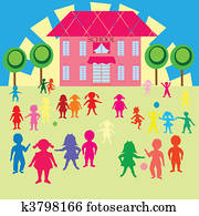 clip-art, à, enfants, et, école