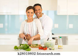 Modern Romantic Couple Preparing Meal Stock Photo Images ...