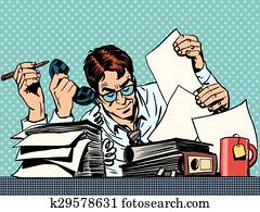 geschäftsmann, arbeitende, papiere