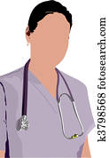  Medical doctor with stethoscope. V
