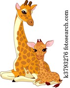 Mother-giraffe and baby-giraffe Mother-giraffe and baby-giraffe