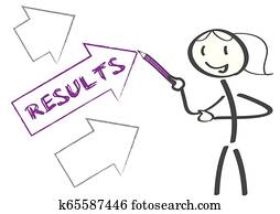 résultats, -, flèches, à, texte, et, femme affaires, à, a, stylo, -, résultat, et, résumé