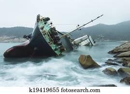 destruição, ligado, a, costa