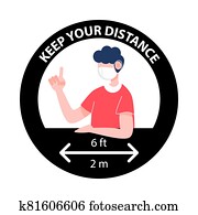 Keep your distance sign. New normal social distancing concept.