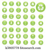 Various green, miscellaneous button icons. Various green, miscellaneous button icons.