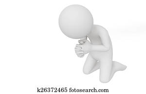 3d, homem, orando, com, deus