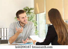 conversa homem, em, um, entrevista trabalho