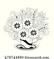 monochrom, veilchen, und, gekritzel, kraut, in, dass, dekorativ, becher monochrom, veilchen, und, gekritzel, kraut, in, dass, dekorativ, becher