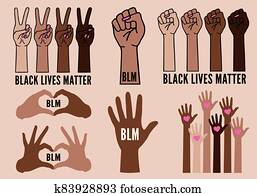 negro, vidas, asunto, hembra entrega, protesta, contra, racismo, vector