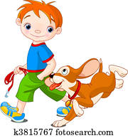 בחור, ללכת, a, כלב