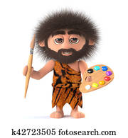 3d Savage caveman is also an artist 3d Savage caveman is also an artist