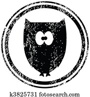 Black stamp with owl Black stamp with owl