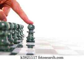 Chess piece moving forward on the board Chess piece moving forward on the board