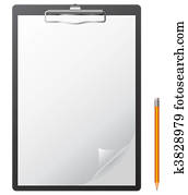 Clipboard and pencil. Clipboard and pencil.