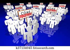 Come Together People Gathering Signs 3d Animation