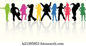 enfants, silhouettes