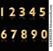 Gold numbers with lights logo