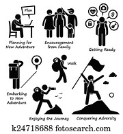 novo, aventura, conquistando adversidade