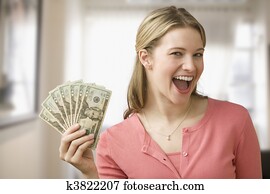 Woman Holding Cash
