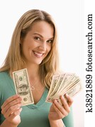 Woman Shows Her Cash