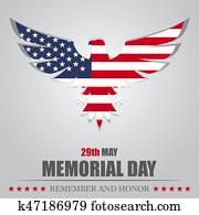 אזכרה, day., נשר, עם, דגל של ארהב, בתוך