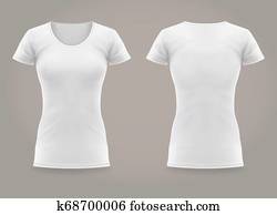 aislado, frente, y, espalda, de, mujer, t-shirt., moda