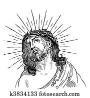 antiquité, jésus, gravure, (vector)