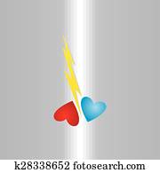 corazón roto, trueno, divorcio, amor, lastima, concepto