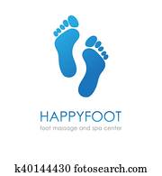 Footprint in blue colors. Foot logo fot healthcare, medical company, osteopath and massage center, spa and beauty salon Footprint in blue colors. Foot logo fot healthcare, medical company, osteopath and massage center, spa and beauty salon