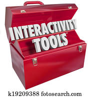 interactivo, herramientas, palabras, en, 3d, cartas, caja de herramientas, trabajo junto