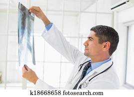 Male doctor examining xray