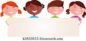 multicultural, børn, hos, banner