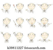 Set of poses, middle age doctor wearing white robe
