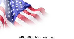 USA or american flag isolated on white background with copy space