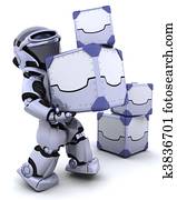 רובוט, לזוז, מישלוח, קופסות