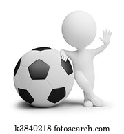 3d small people - soccer player with the big ball 3d small people - soccer player with the big ball