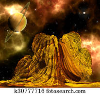 Alien Rock with space background