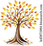 logotipo, ecologia, outono, árvore, família